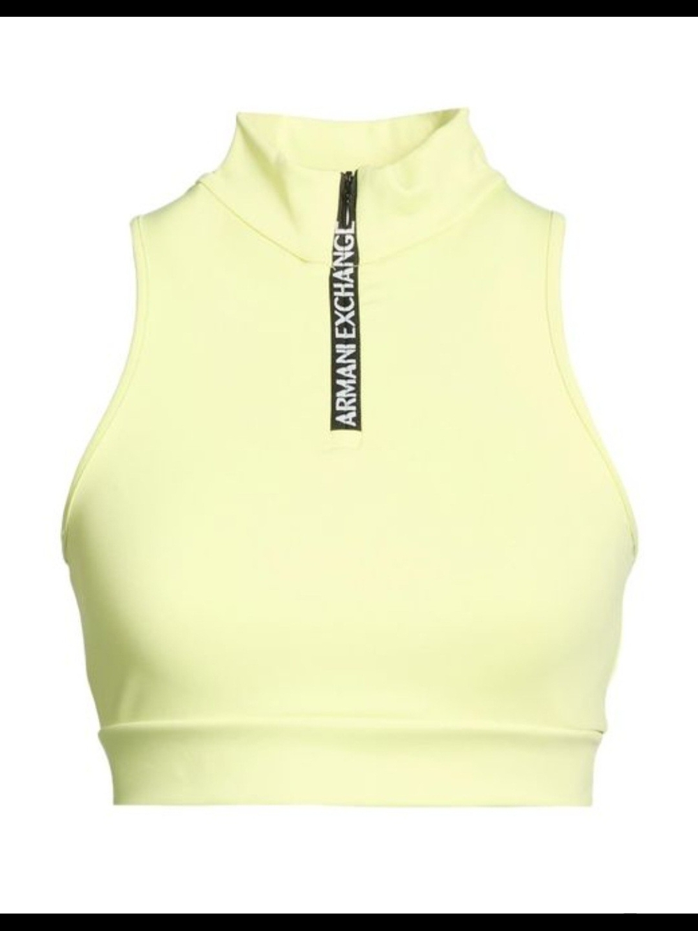 Armani Exchange Neon Yellow Sleeveless Zip Mock Neck Crop Top Size L